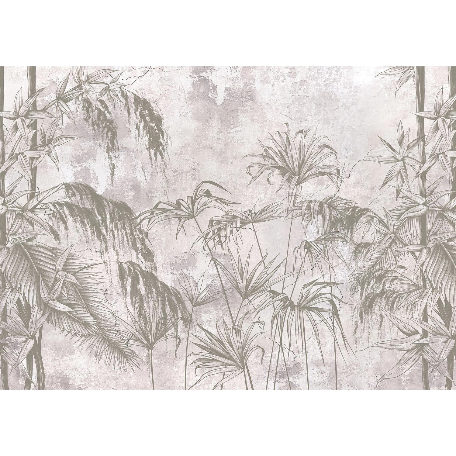 Sanders & Sanders Poster Tropische Pflanzen Grau 1.1 x 1.55 m 601238 günstig online kaufen