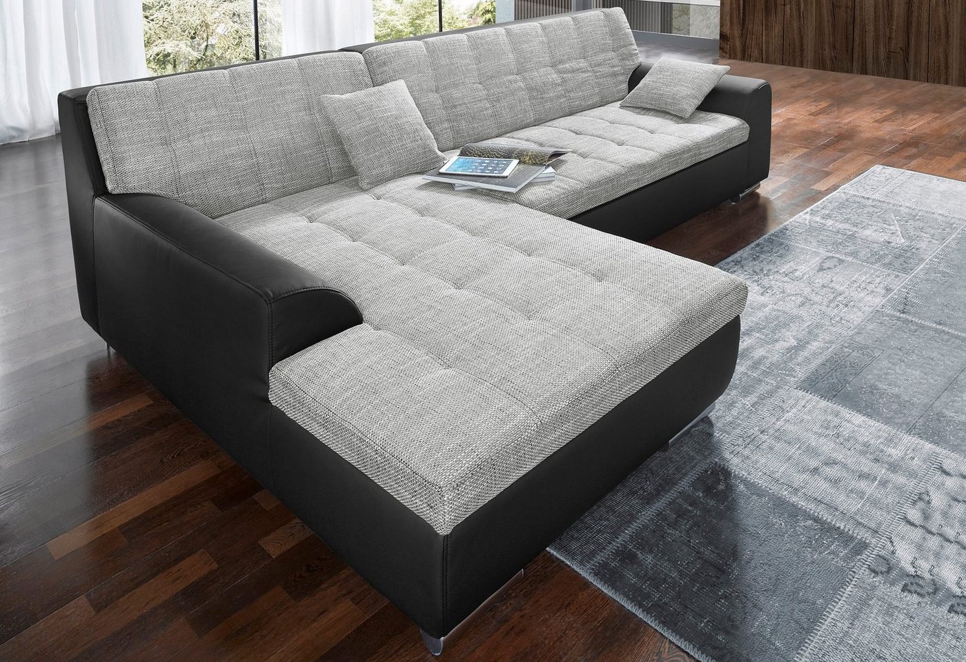 DOMO collection Ecksofa "NMoric incl. Zierkissen B/T/H: 273/216/80 cm L-For günstig online kaufen