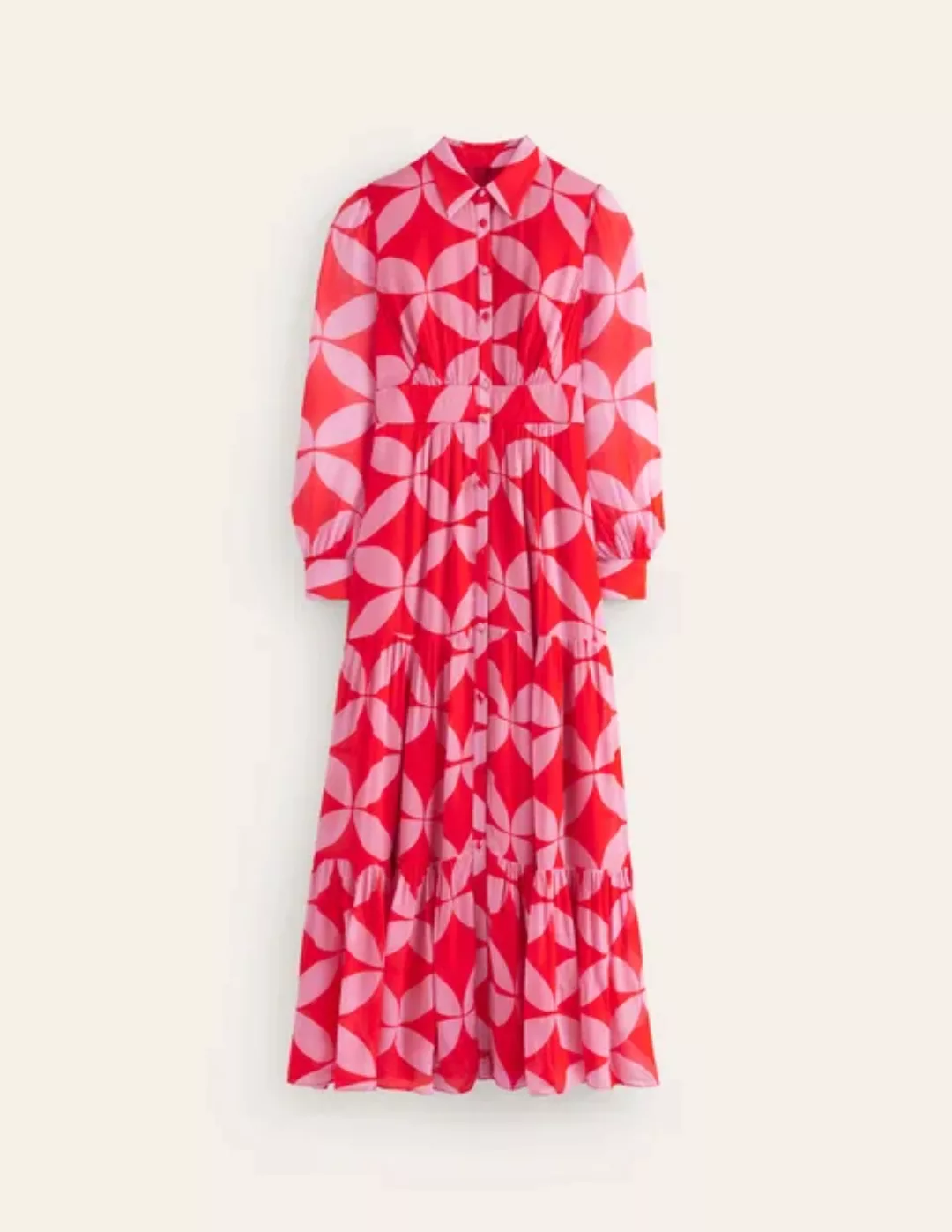 Maxi-Hemdblusenkleid für besondere Anlässe Damen Boden, Flammenrot, Diamond günstig online kaufen