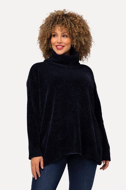 Ulla Popken Longpullover Chenille-Pullover Oversized Stehkragen Langarm günstig online kaufen