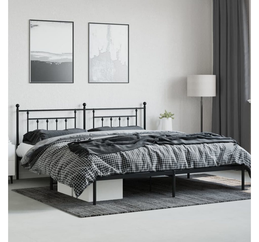 furnicato Bettgestell mit Kopfteil Metall Schwarz 200x200 cm (1-tlg) günstig online kaufen