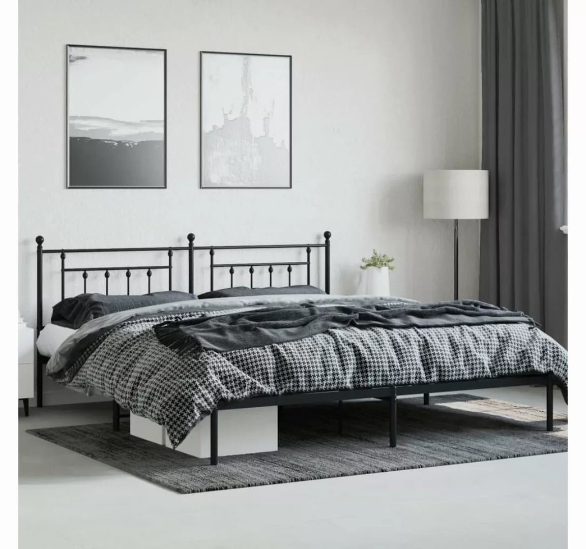 furnicato Bettgestell mit Kopfteil Metall Schwarz 200x200 cm (1-tlg) günstig online kaufen