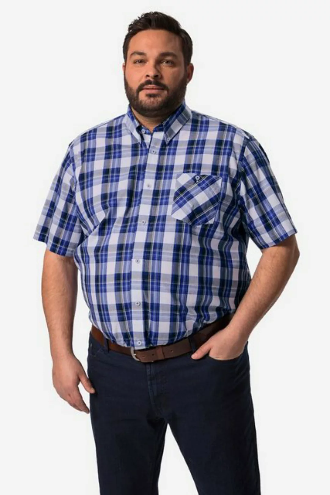 Boston Park Businesshemd Boston Park Karohemd Halbarm Buttondown-Kragen günstig online kaufen