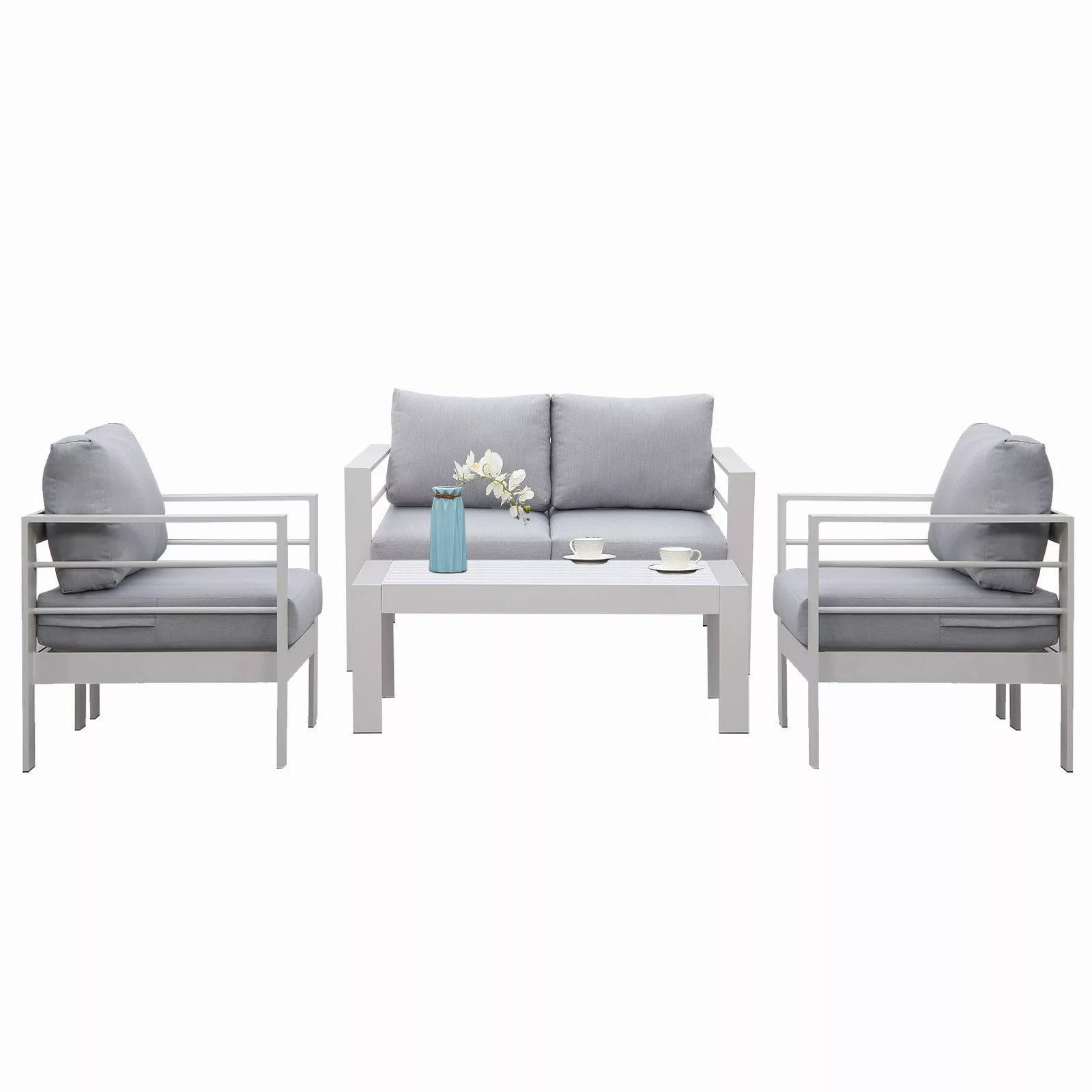 MeXo Gartenlounge-Set Aluminium Balkonmöbel Set 4 günstig online kaufen