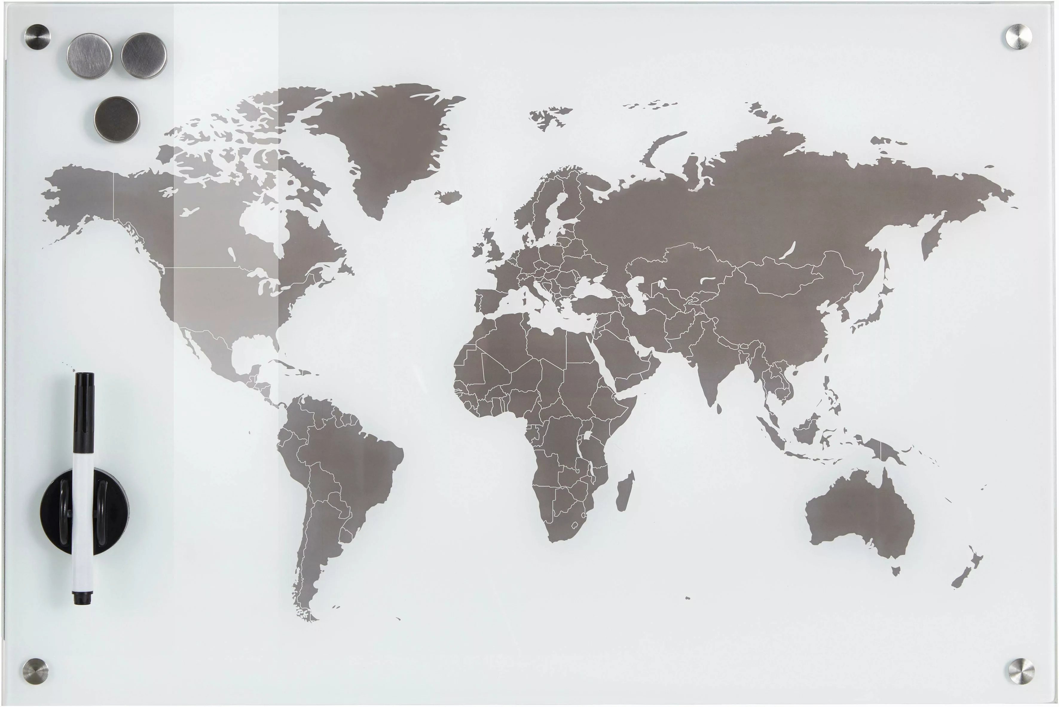 Zeller Present Pinnwand "Worldmap", Glas 60x40 günstig online kaufen