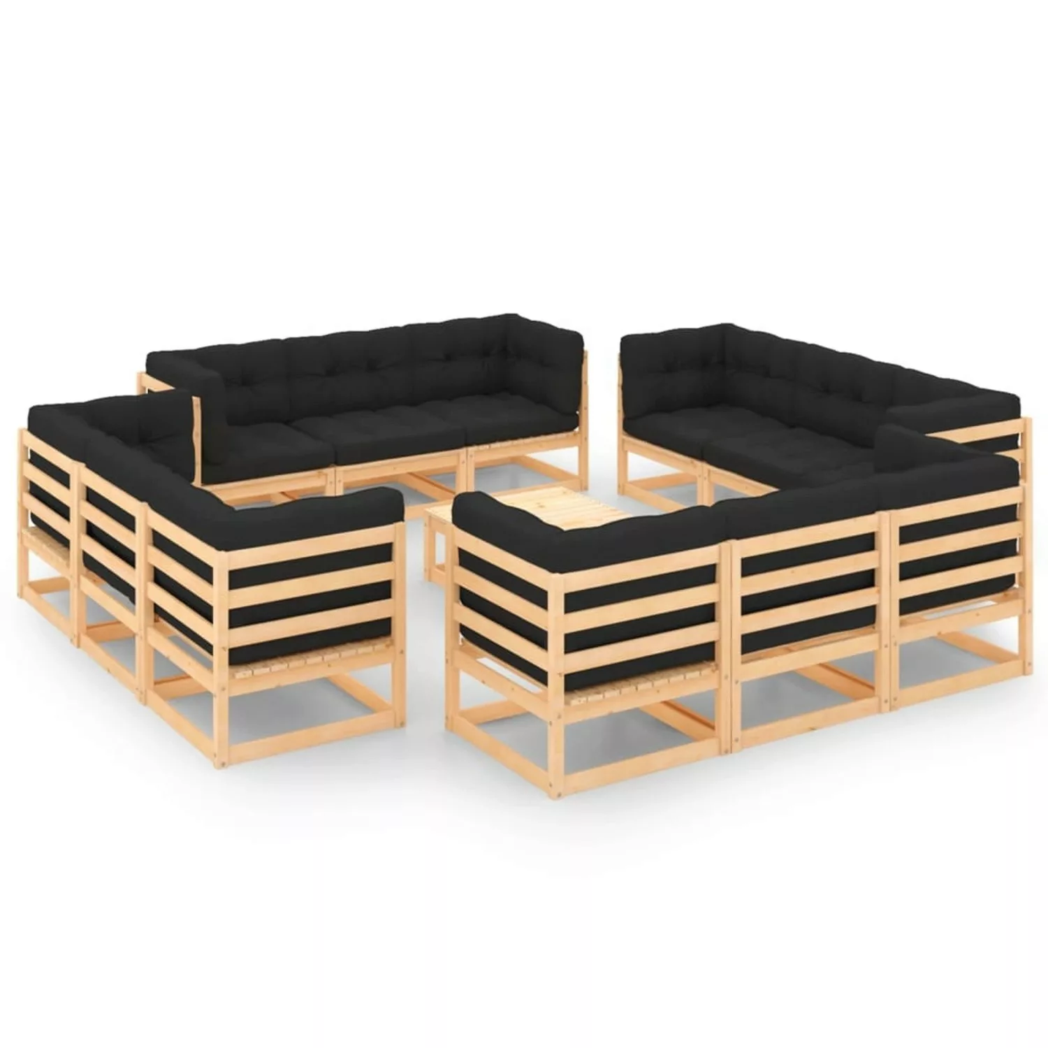 13-tlg. Garten-lounge-set Mit Kissen Massivholz Kiefer günstig online kaufen