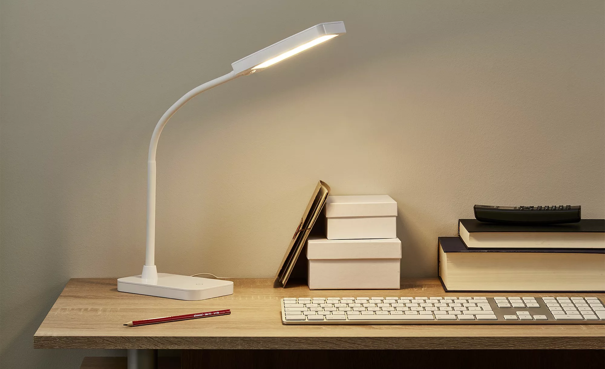 KHG LED Tischleuchte, 1-flammig - weiß - 16 cm - 40 cm - 10 cm - Sconto günstig online kaufen
