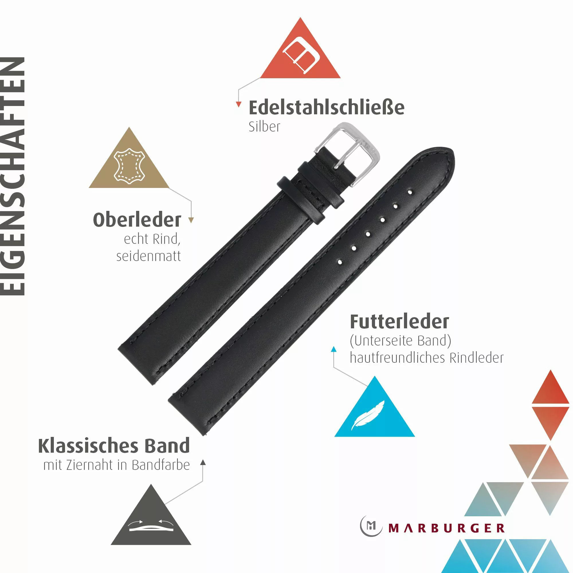 MARBURGER Uhrenarmband 22mm Leder XXL Extra günstig online kaufen
