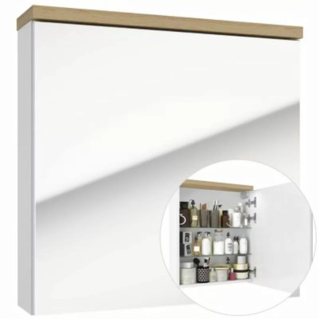 Lomadox Spiegelschrank 60 cm SOFIA-107 in weiß, Hochglanz lackiert mit Abse günstig online kaufen