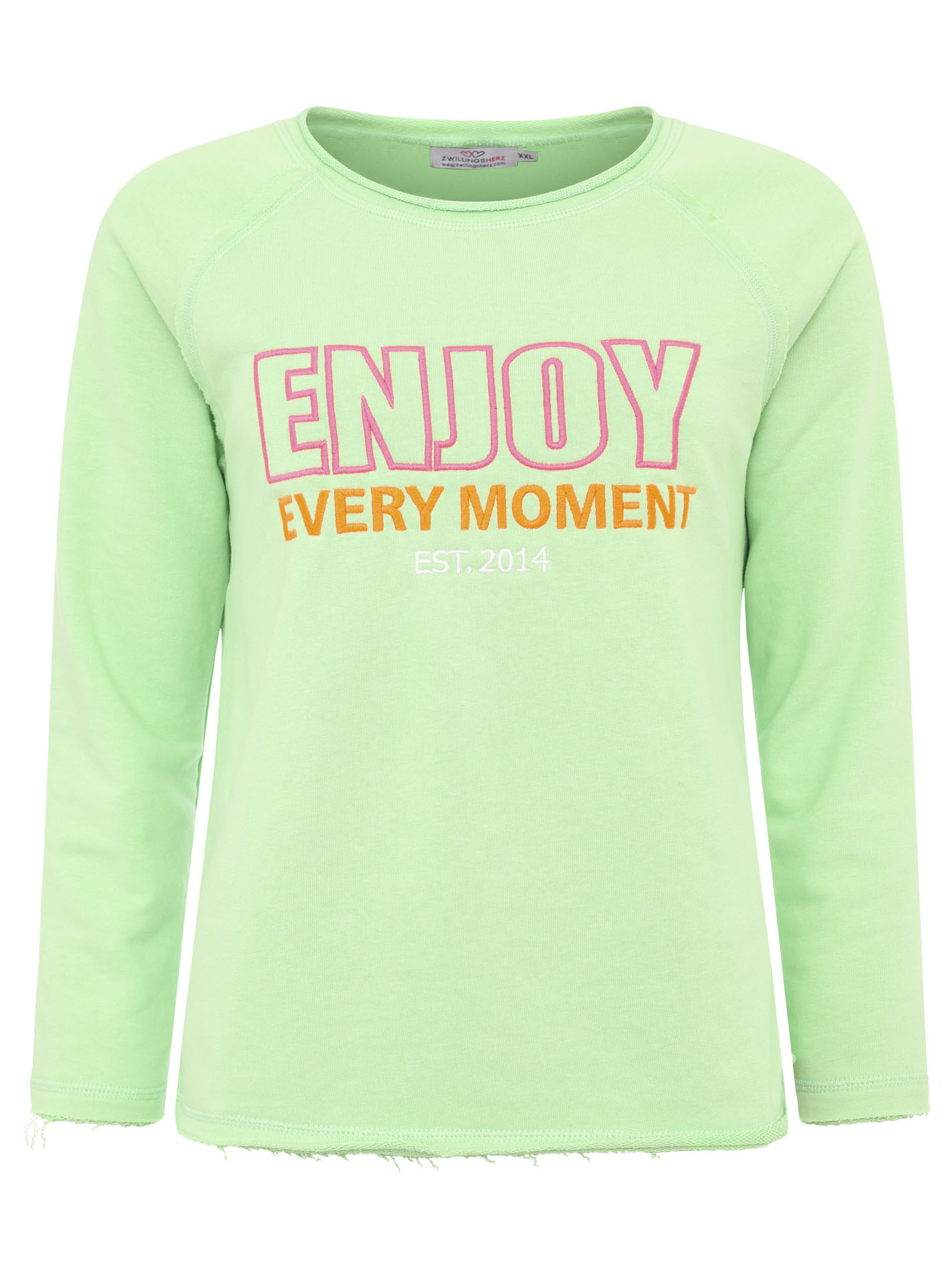 Zwillingsherz Sweatshirt ""Enjoy"", mit Used-Look Kanten und Stickerei günstig online kaufen