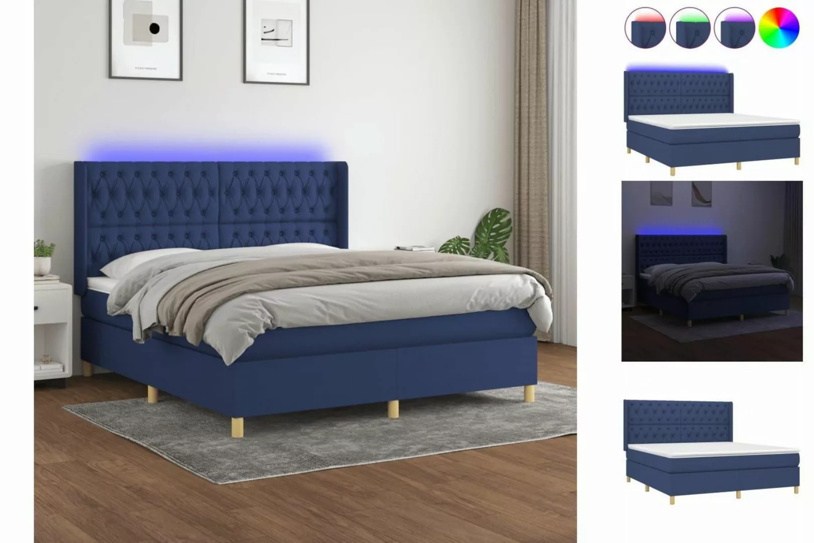 vidaXL Boxspringbett Bett Boxspringbett mit Matratze und LED Stoff (160 x 2 günstig online kaufen