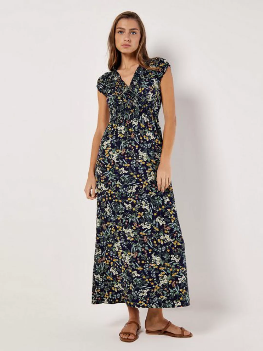 Apricot Maxikleid Ditsy V Neck Maxi Dress, (1-tlg) mit Blumenmuster günstig online kaufen