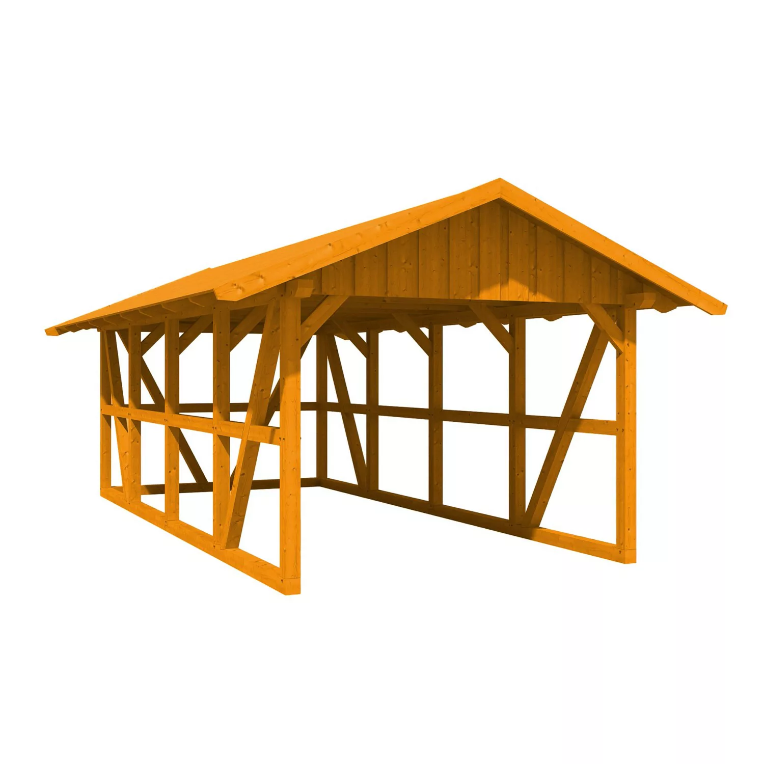 Skan Holz Carport Schwarzwald m. Dachschalung u. Rückwand 424 x 772 cm Eich günstig online kaufen