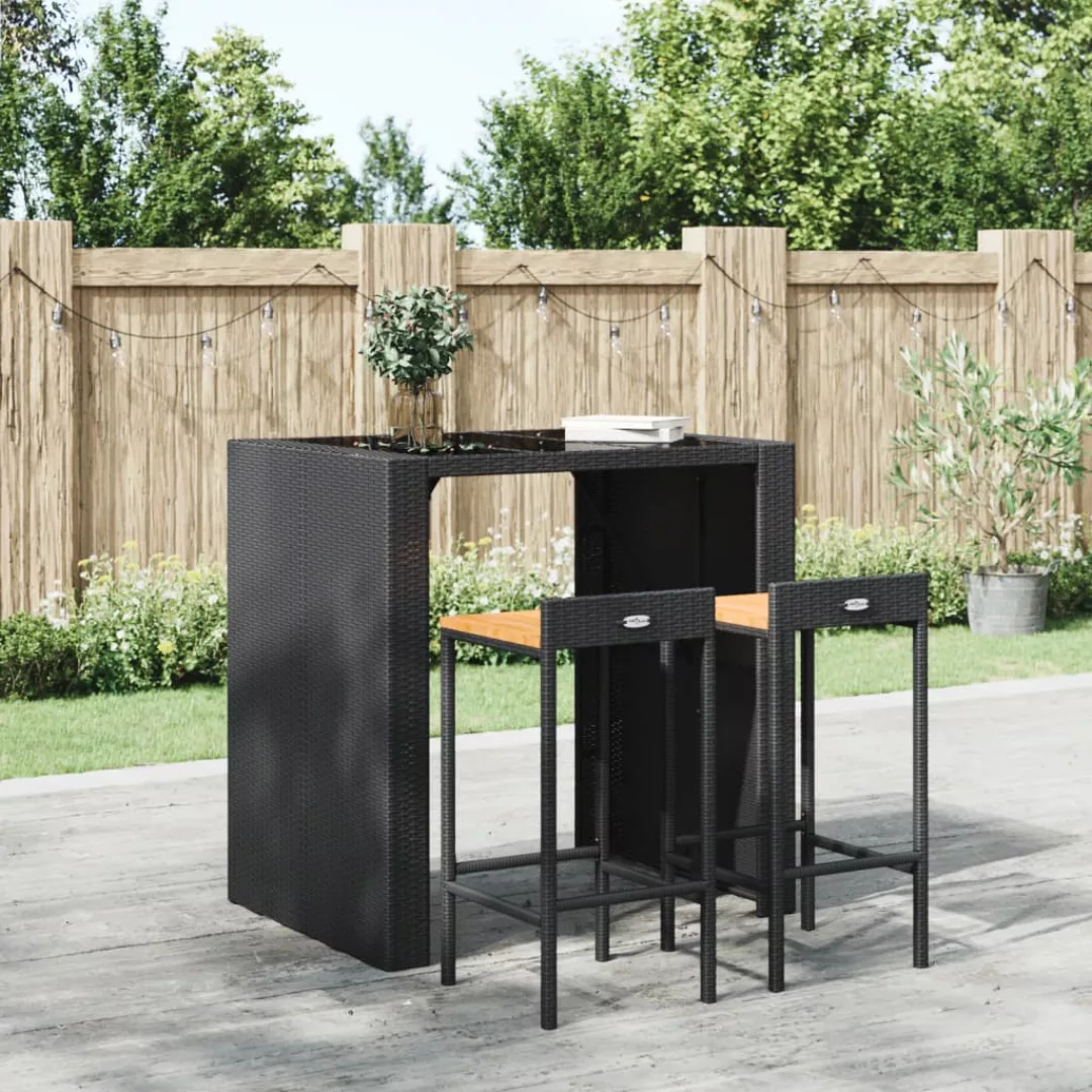 Vidaxl Barhocker 2 Stk. Schwarz Poly Rattan Und Massivholz Akazie günstig online kaufen