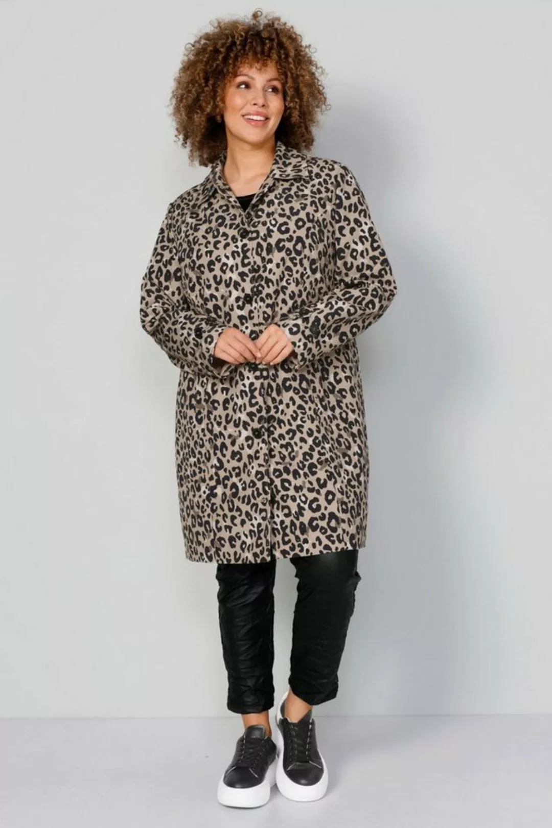 MIAMODA Wintermantel Kurzmantel Animalprint Hemdkragen günstig online kaufen