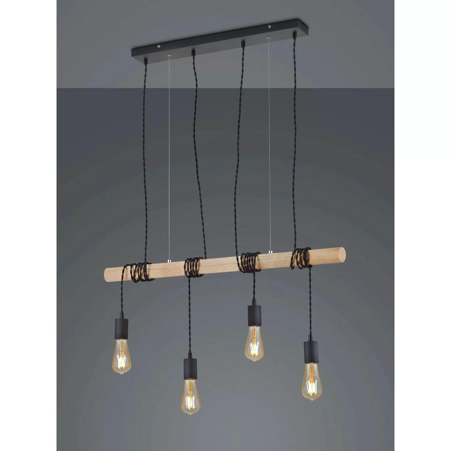 Deckenlampe Brody Schwarz matt 4-flammig E27 150 cm günstig online kaufen