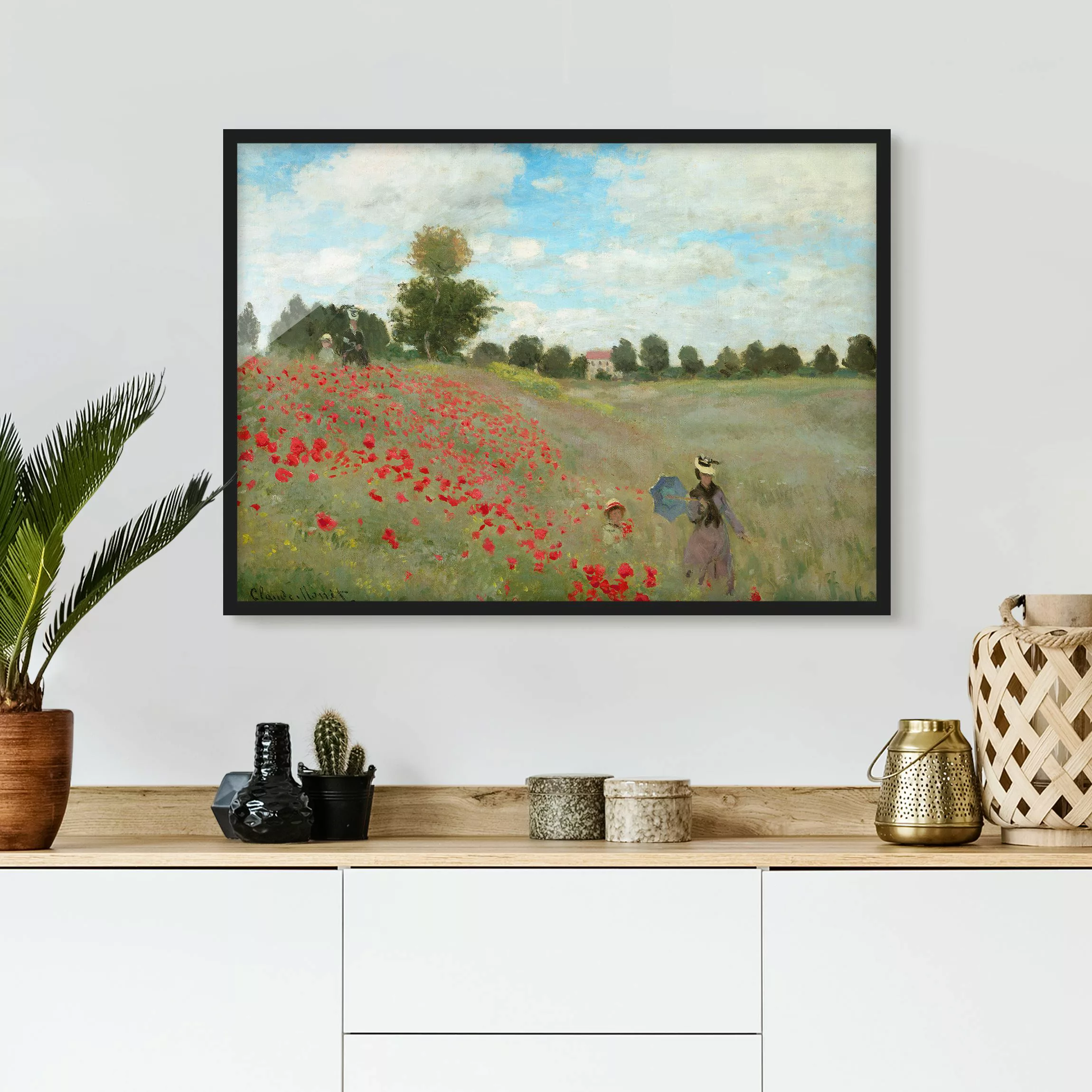 Bild mit Rahmen Kunstdruck - Querformat Claude Monet - Mohnfeld bei Argente günstig online kaufen