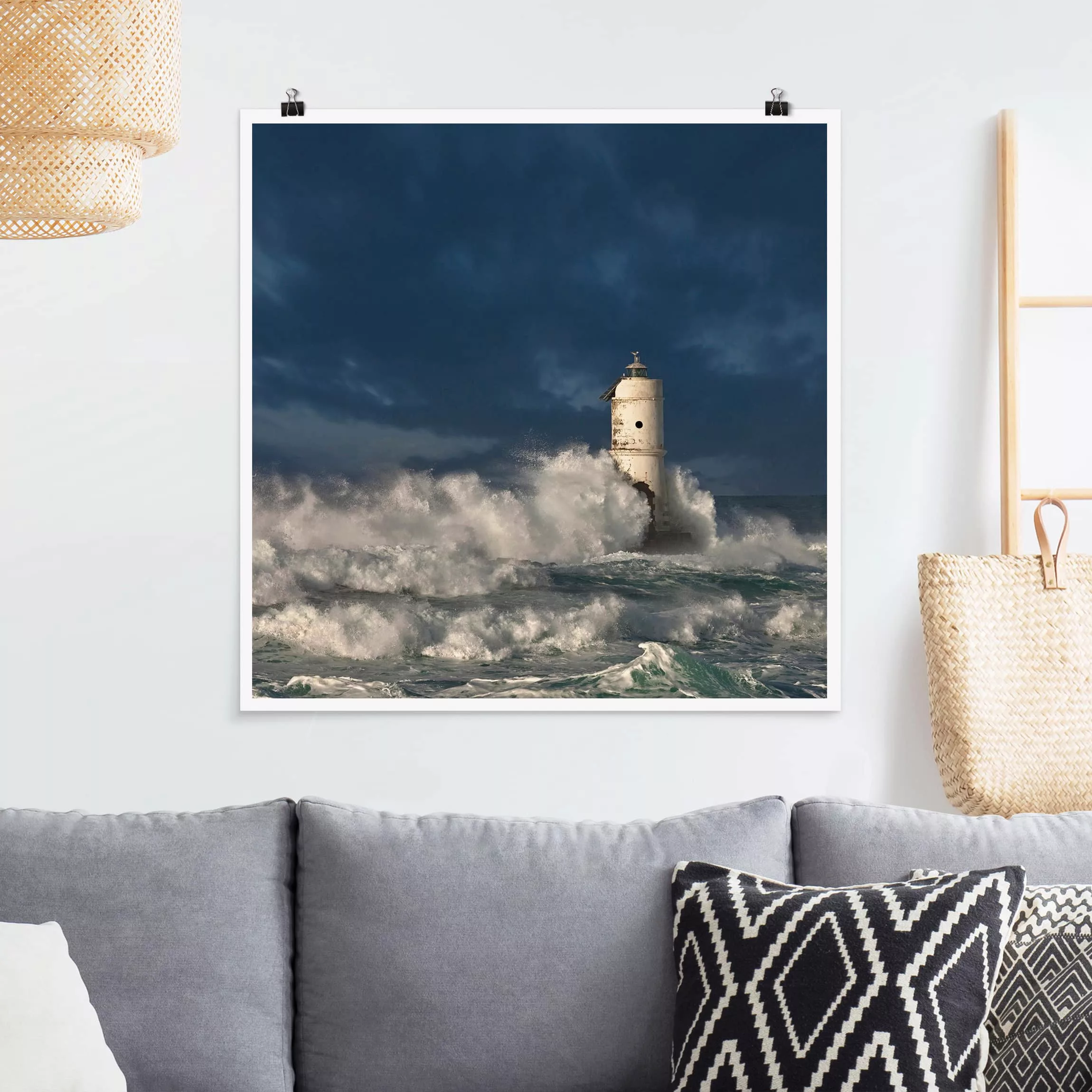 Poster Strand - Quadrat Leuchtturm auf Sardinien günstig online kaufen
