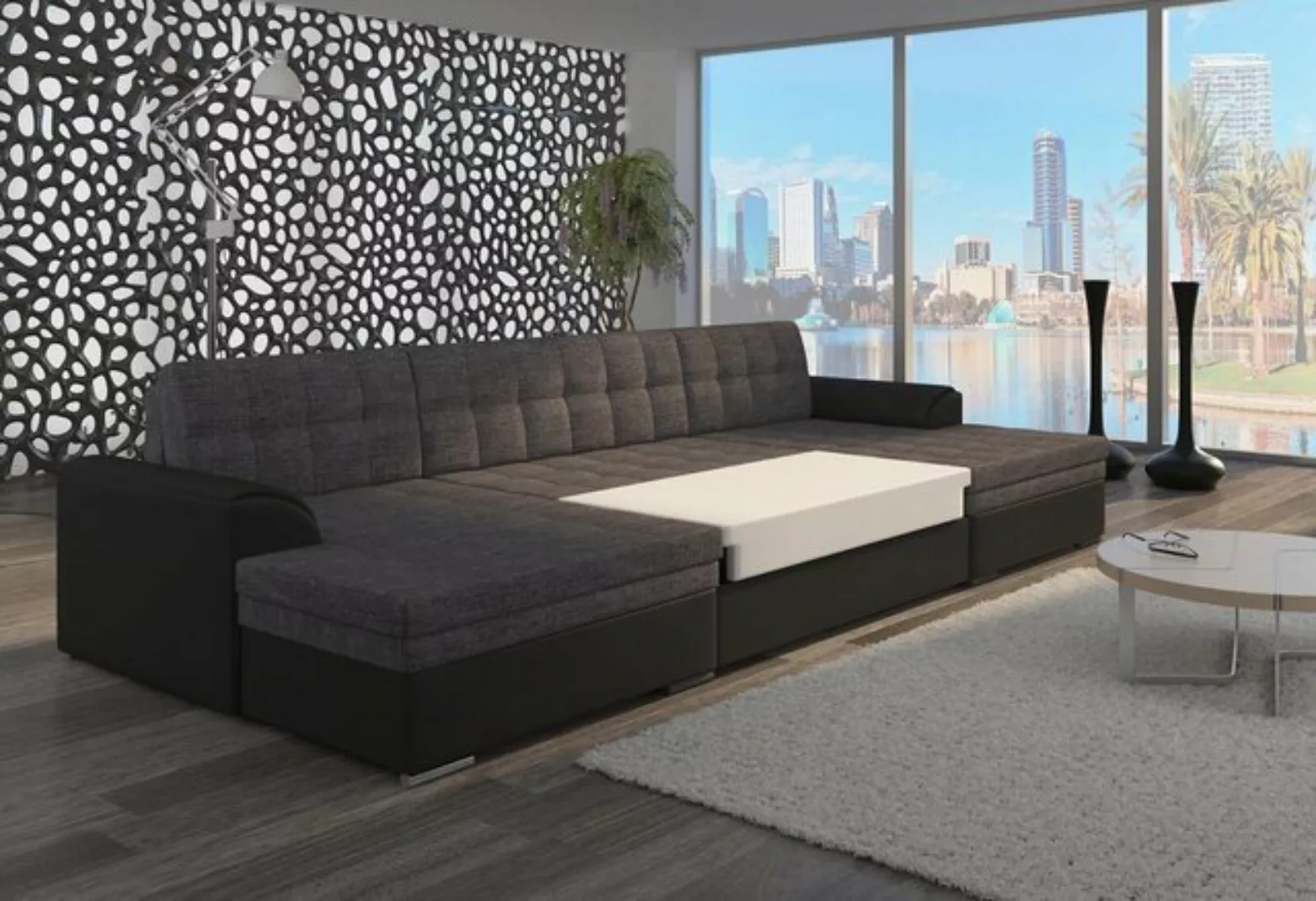 JVmoebel Ecksofa Design Ecksofa Schlafsofa Bettfunktion Couch Leder Polster günstig online kaufen