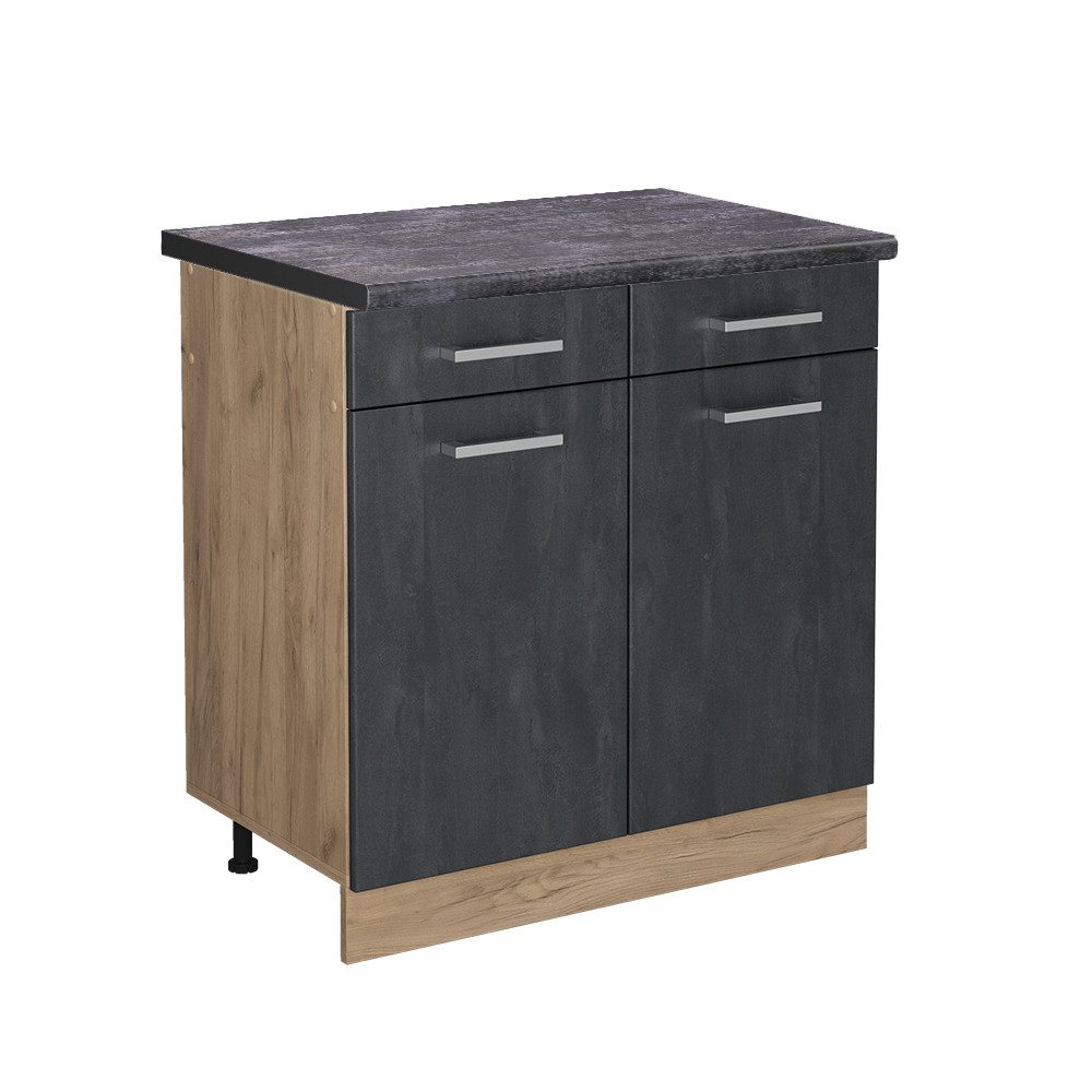 Vicco Unterschrank R-Line, Schwarz Beton/Goldkraft Eiche, günstig online kaufen
