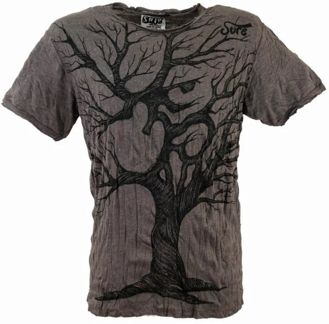 Guru-Shop T-Shirt Sure Herren T-Shirt OM Tree - coffee Goa Style, Festival, günstig online kaufen