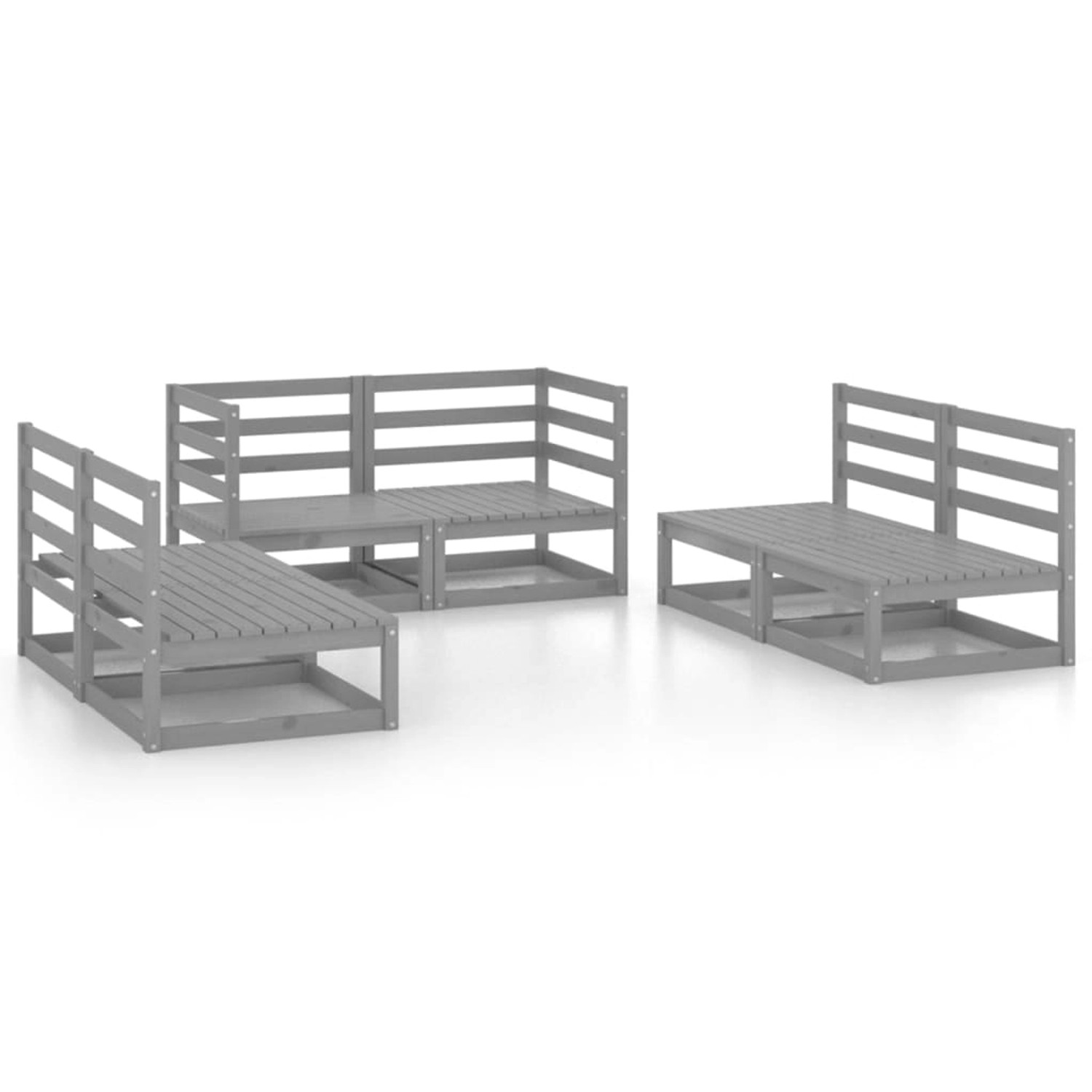 vidaXL 6-Tlg Garten-Lounge-Set Grau Massivholz Kiefer 3075411 günstig online kaufen