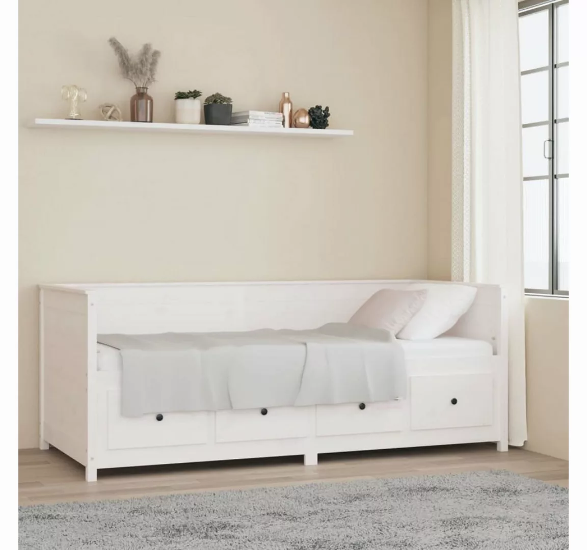 vidaXL Gästebett Tagesbett Weiß 80x200 cm Massivholz Kiefer Bett Bettgestel günstig online kaufen