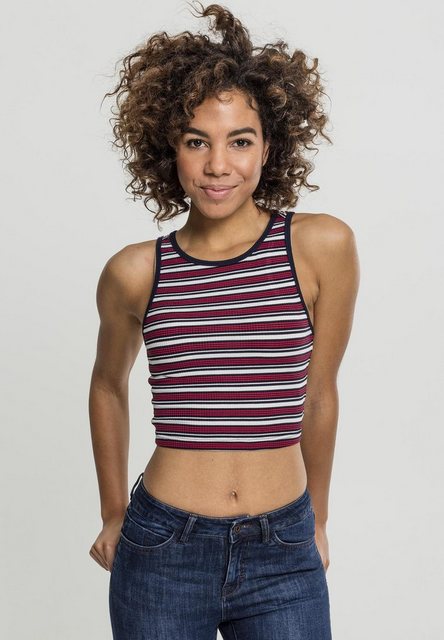 URBAN CLASSICS T-Shirt Damen Ladies Rib Stripe Cropped Top (1-tlg) günstig online kaufen