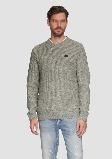 s.Oliver Strickpullover Melierter Pullover mit Patentmuster und Crew Neck R günstig online kaufen