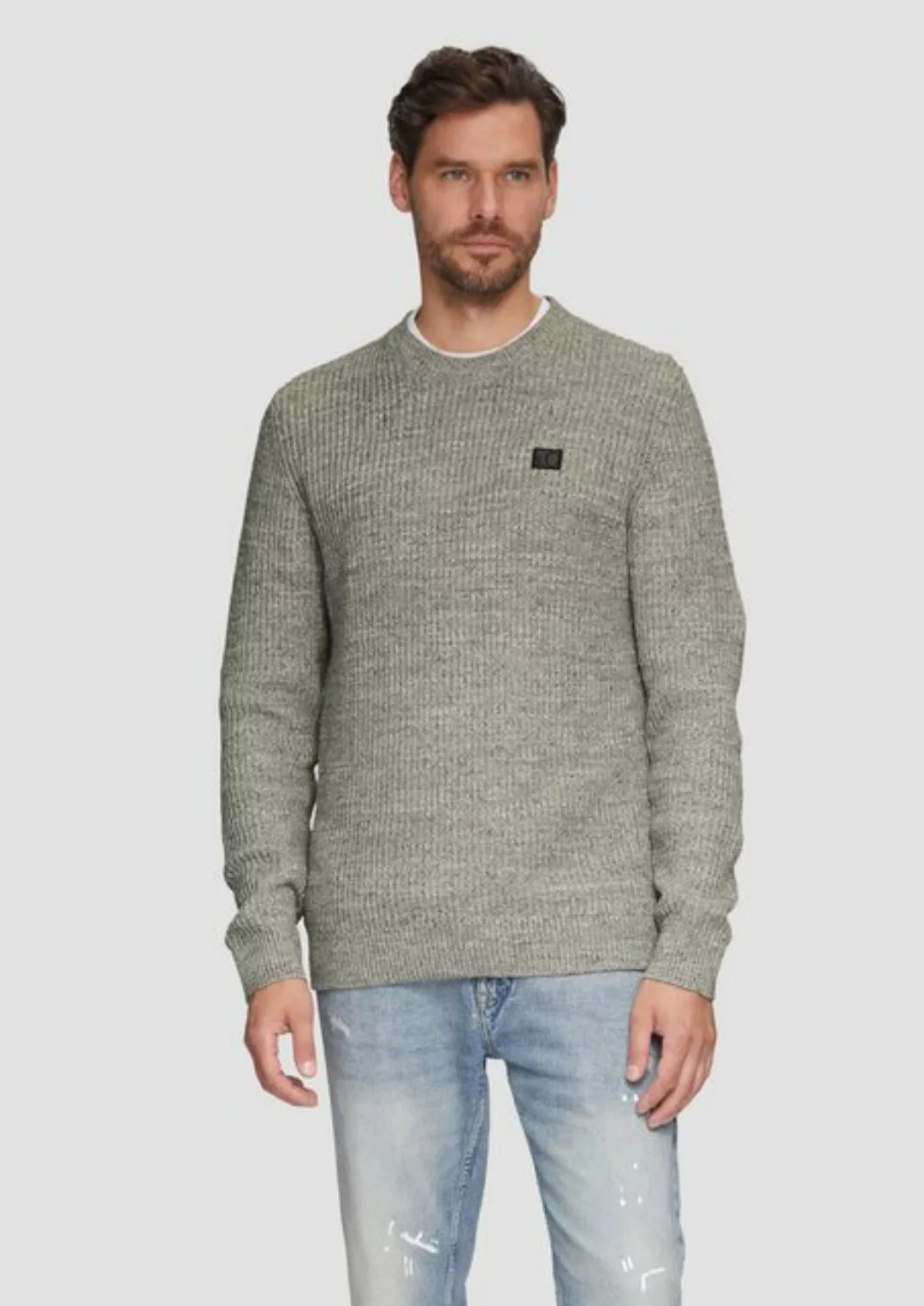 s.Oliver Strickpullover Melierter Pullover mit Patentmuster und Crew Neck R günstig online kaufen