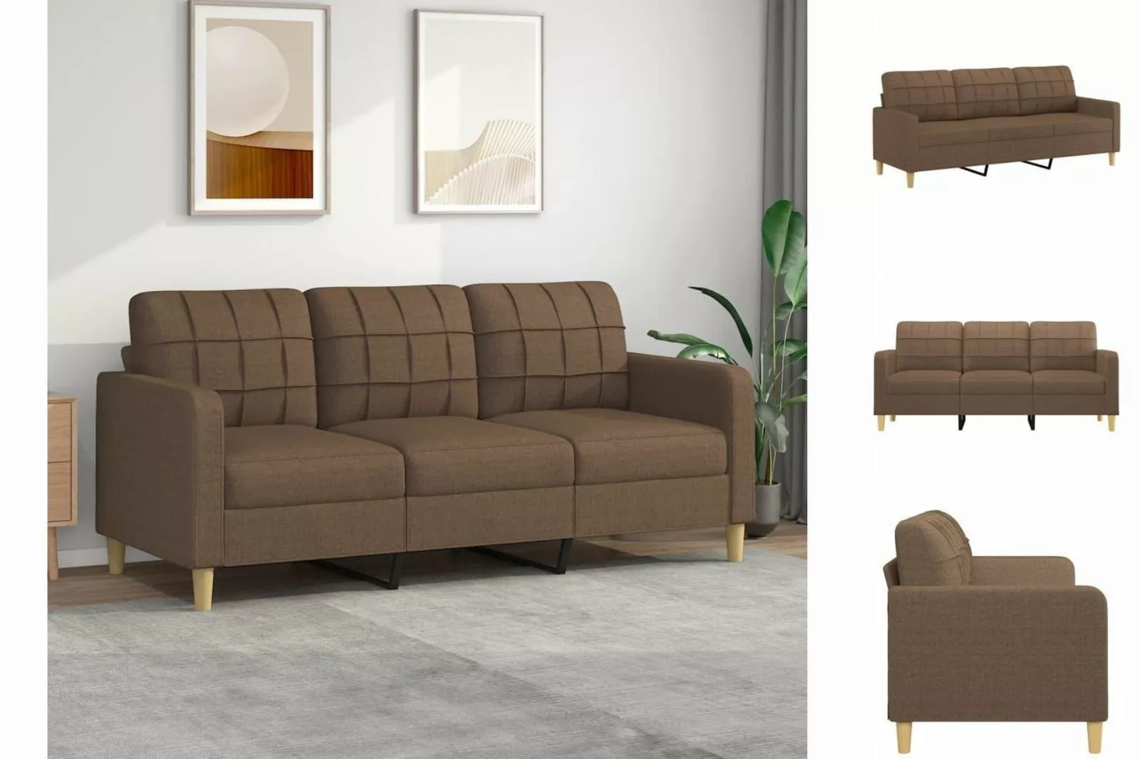 vidaXL Sofa 3-Sitzer-Sofa Couch Braun 180 cm Stoff günstig online kaufen