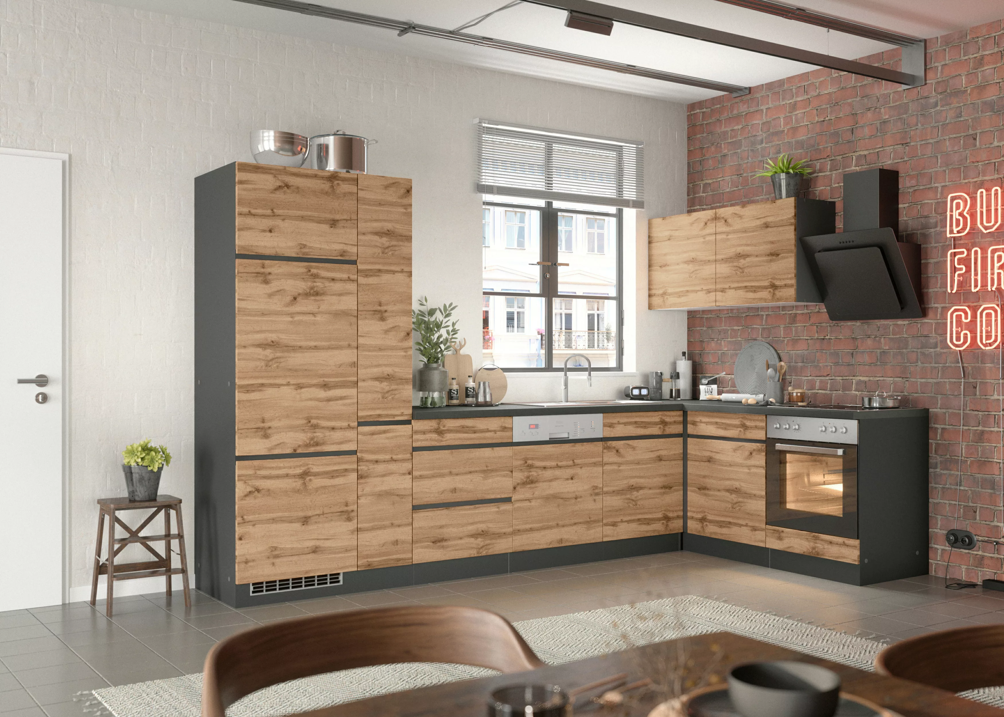 Kochstation Küche "KS-Riesa", Stellbreite 240x270 cm, wahlweise mit oder oh günstig online kaufen