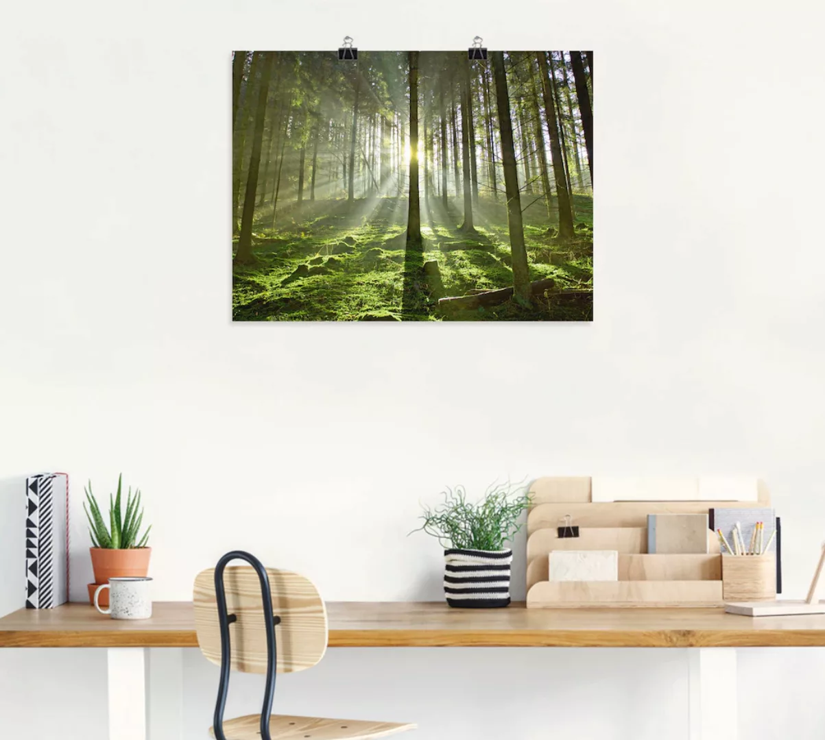 Artland Wandbild "Wald im Gegenlicht", Wald, (1 St.), als Leinwandbild, Pos günstig online kaufen