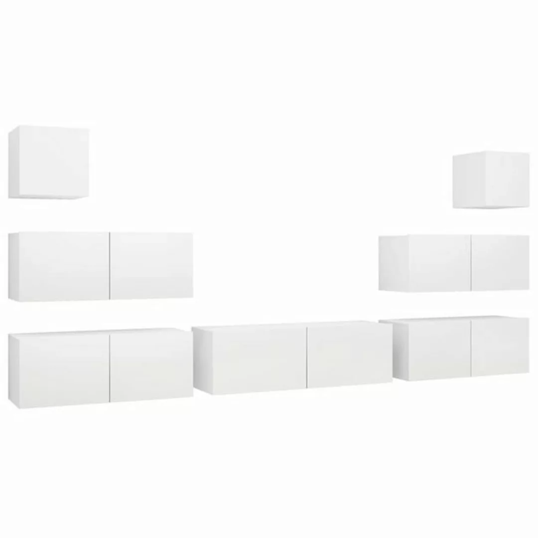 furnicato TV-Schrank 7-tlg. TV-Schrank-Set Weiß Holzwerkstoff (7-St) günstig online kaufen