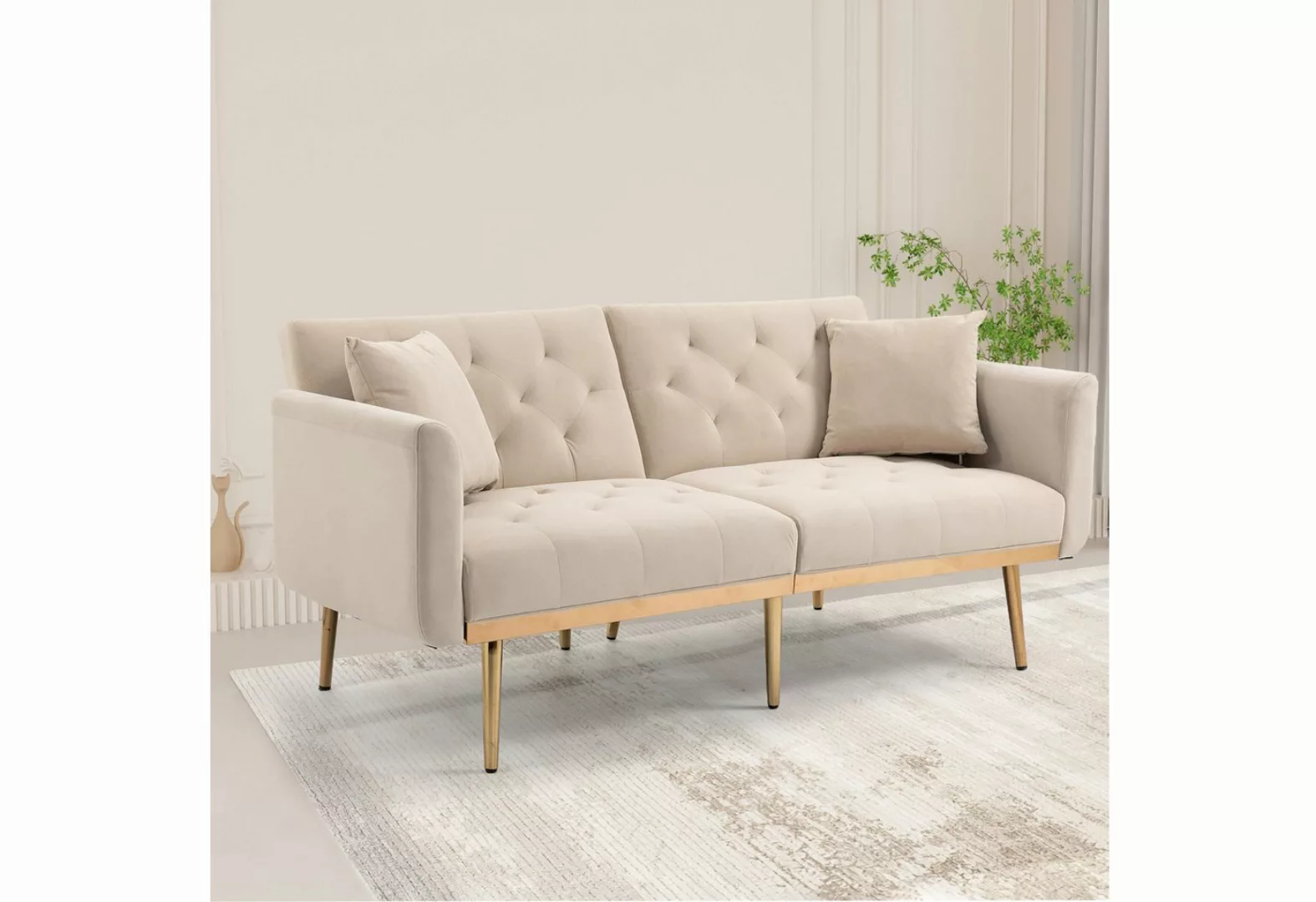 OKWISH Sofa Schlafsofa, Akzentsofa, Loveseat-Sofa mit Metallfüßen, umwandel günstig online kaufen