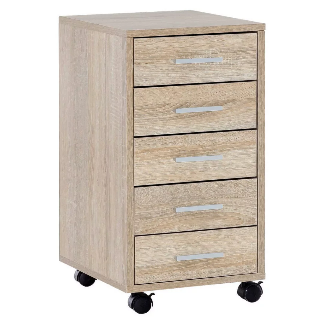 Rollcontainer Sonoma 33 x 63 x 38 cm Holz Schubladenschrank Schreibtisch | günstig online kaufen