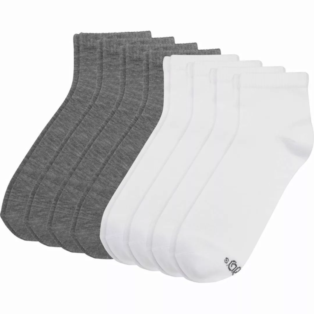 s.Oliver Unisex Socken, 8er Pack - Quarter, einfarbig Weiß/Grau 43-46 günstig online kaufen