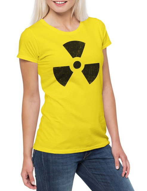 Urban Backwoods Print-Shirt Radioactive Vintage Symbol Damen T-Shirt Biohaz günstig online kaufen