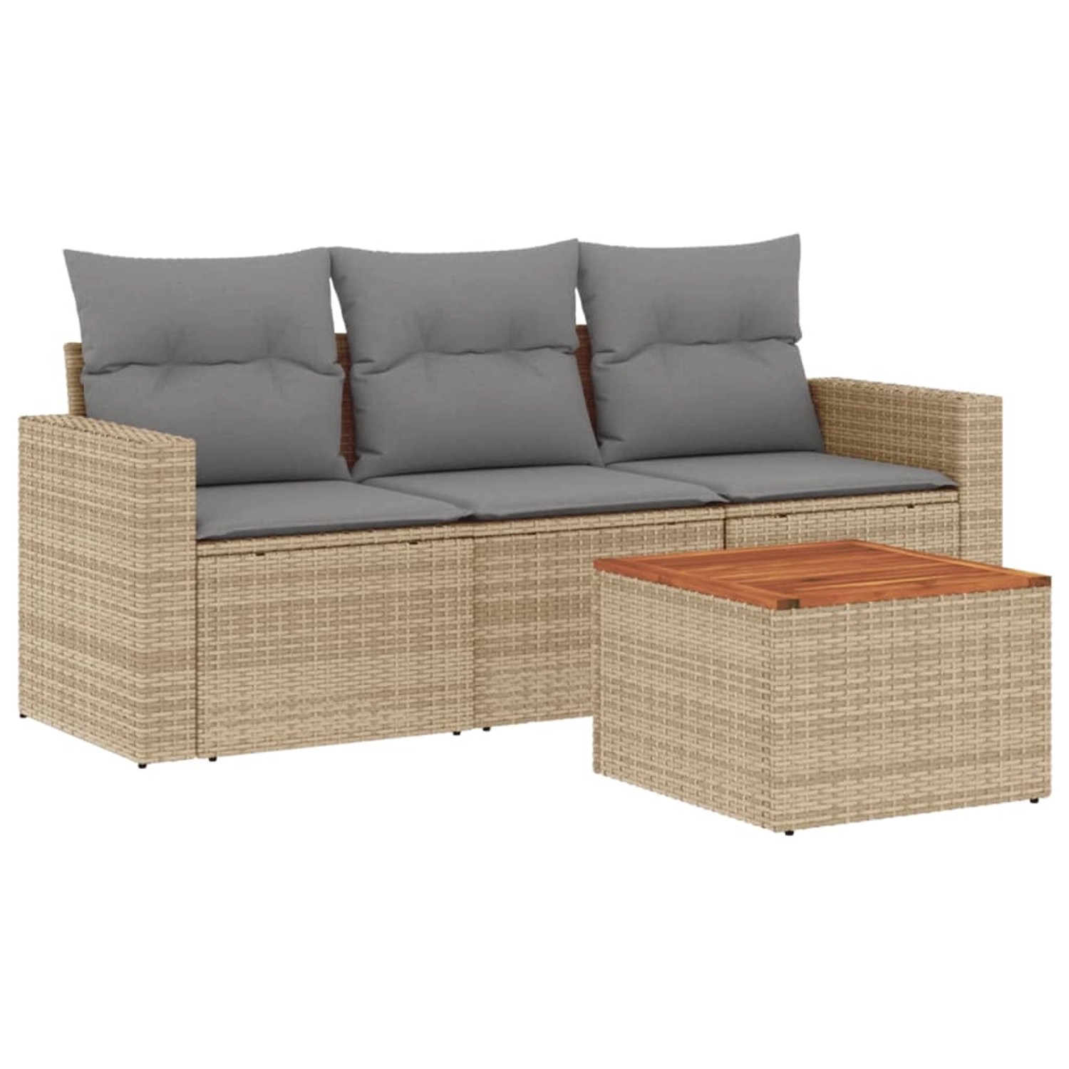 vidaXL 4-Tlg Garten-Sofagarnitur mit Kissen Beigemischung Poly Rattan 32563 günstig online kaufen