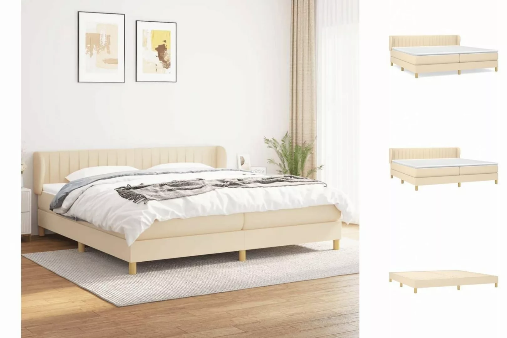 vidaXL Boxspringbett Boxspringbett mit Matratze Creme 200x200 cm Stoff Bett günstig online kaufen