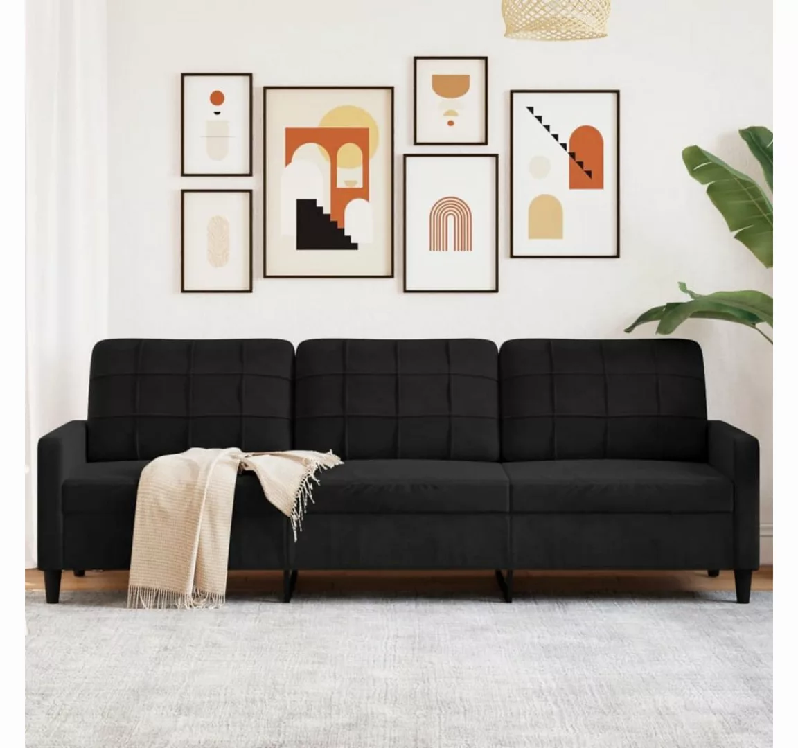 vidaXL Sofa, 3-Sitzer-Sofa Schwarz 210 cm Samt günstig online kaufen