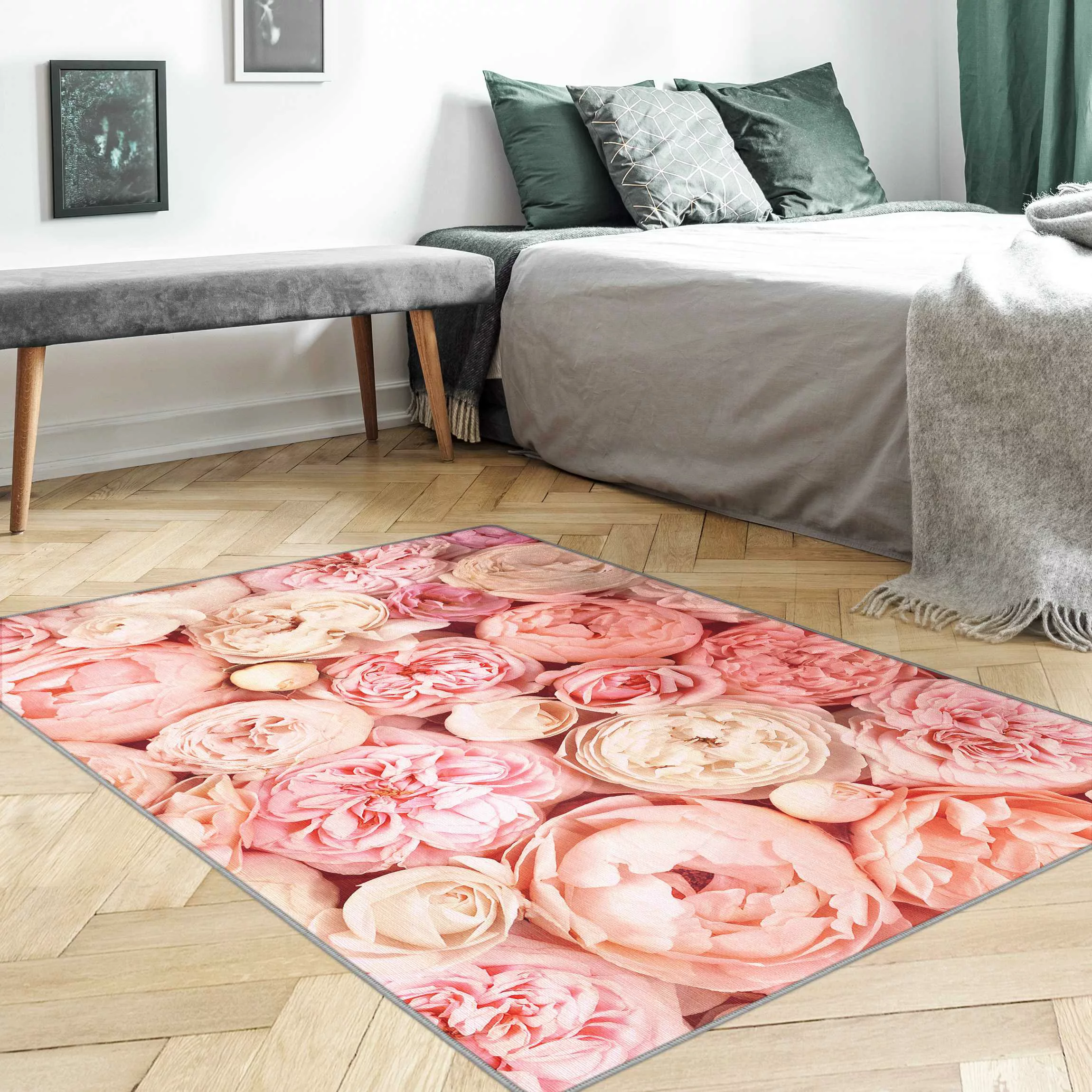 Teppich Rosen Rosé Koralle Shabby günstig online kaufen