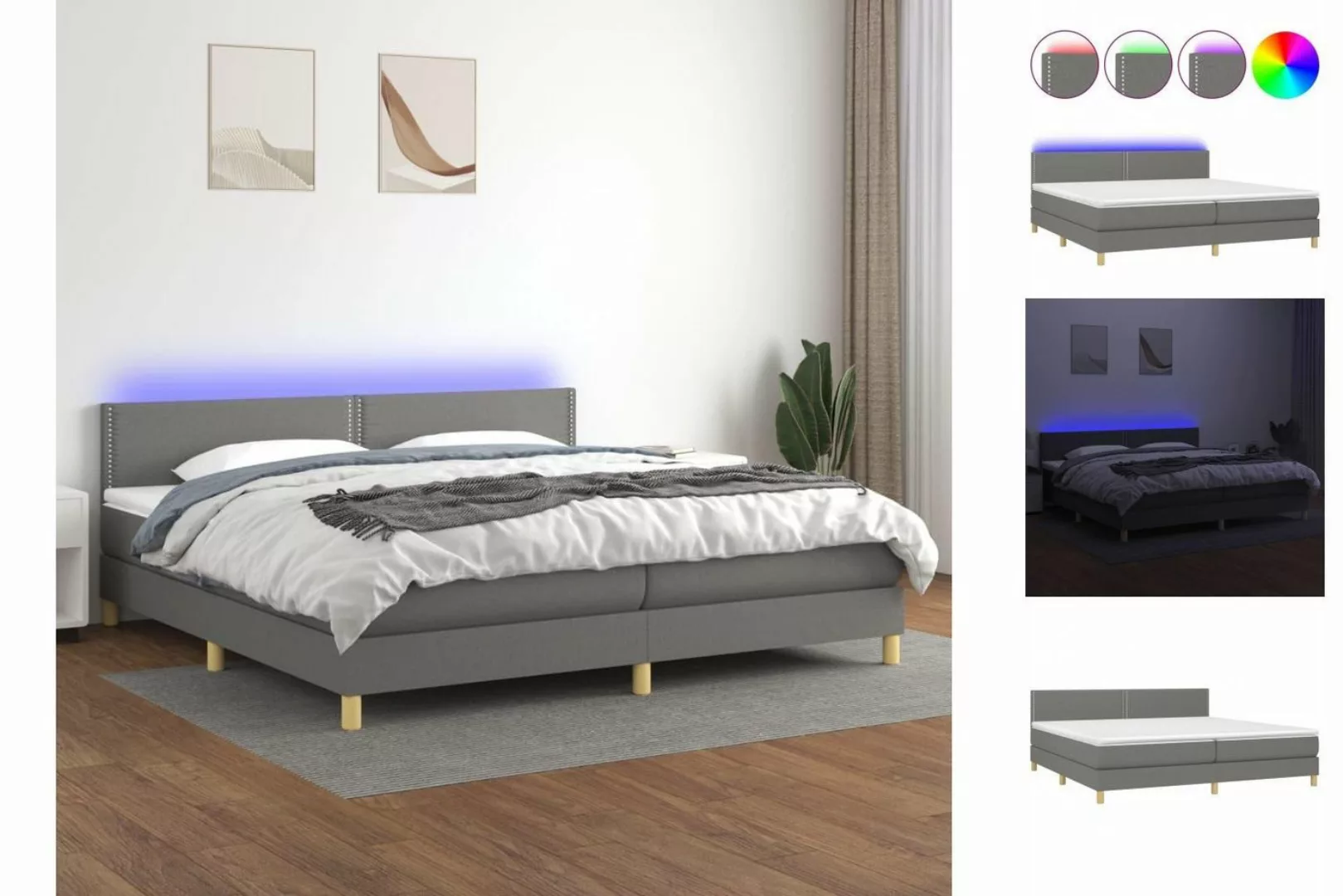 vidaXL Boxspringbett Bett Boxspringbett komplett mit Matratze & LED Stoff ( günstig online kaufen