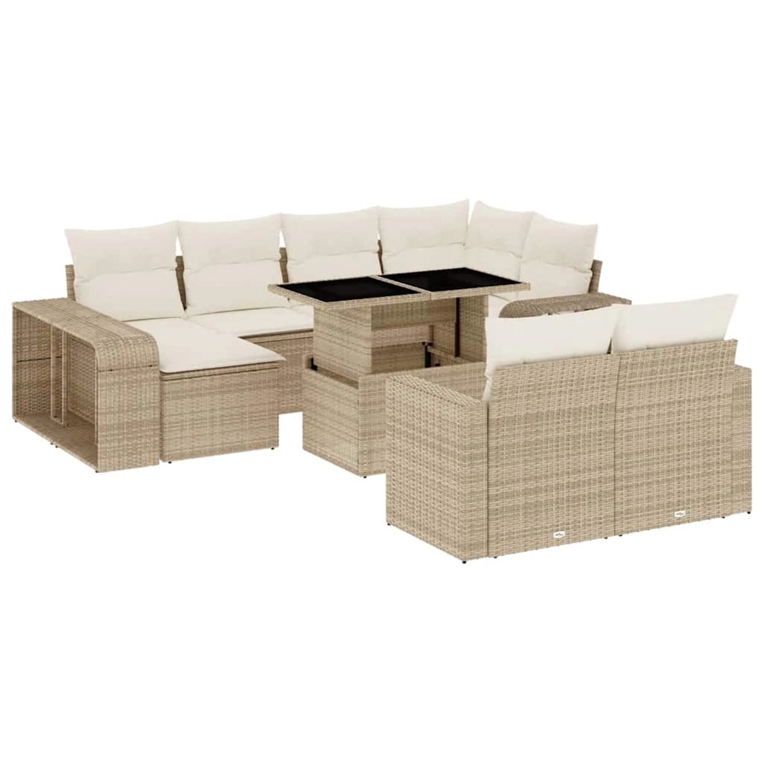 vidaXL 11-Tlg Garten-Sofagarnitur mit Kissen Beige Poly Rattan 3274581 günstig online kaufen