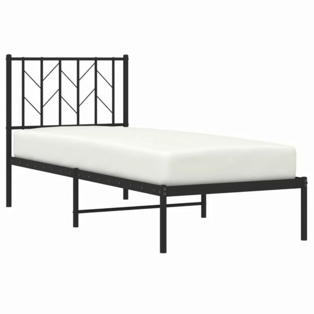 vidaXL Bett Bettgestell mit Kopfteil Metall Schwarz 75x190 cm günstig online kaufen