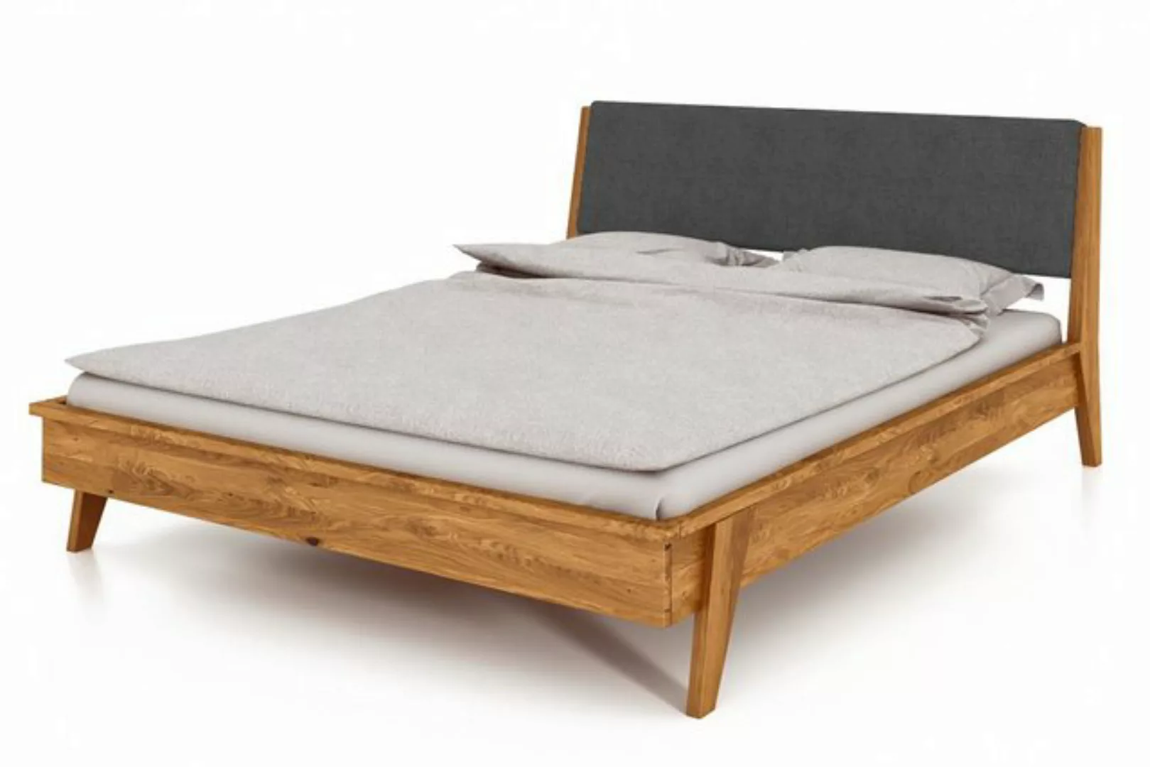 byoak Bett RETRO 180 x 200 aus Massivholz, mit Polsterkopfteil, Naturgeölt günstig online kaufen