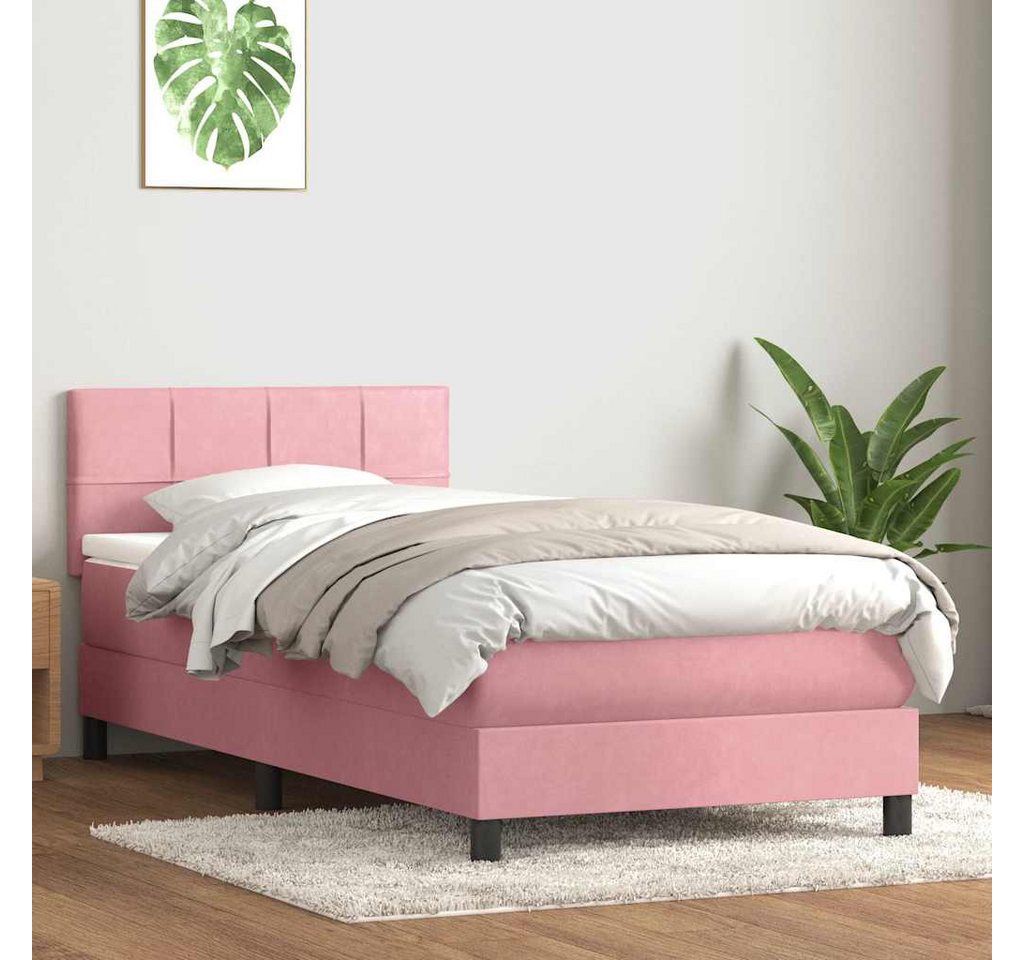 vidaXL Boxspringbett, Boxspringbett mit Matratze Rosa 90x220 cm Samt günstig online kaufen