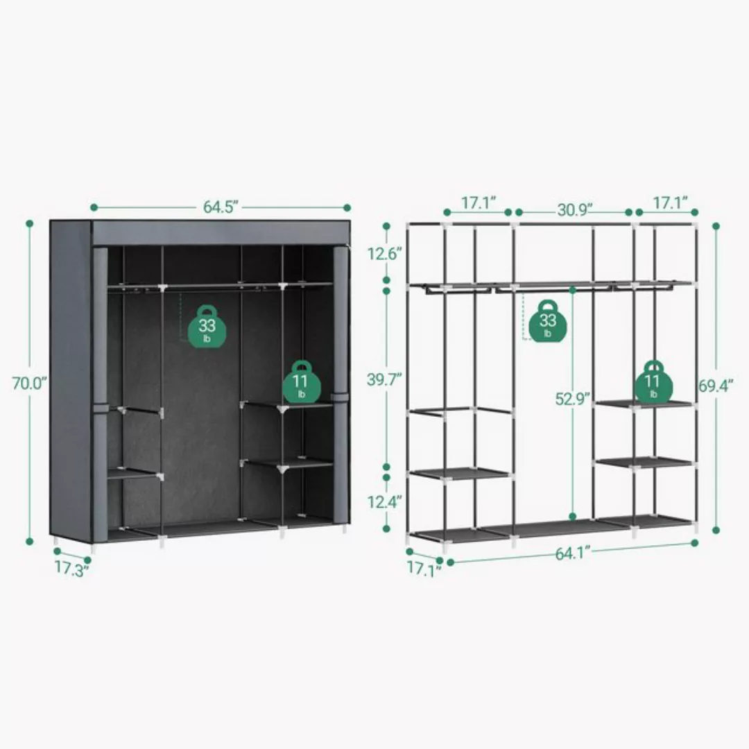 Fangqi Stoffschrank 164*44*178cm Stoffgarderobe,faltbarer Kleiderschrank,mi günstig online kaufen