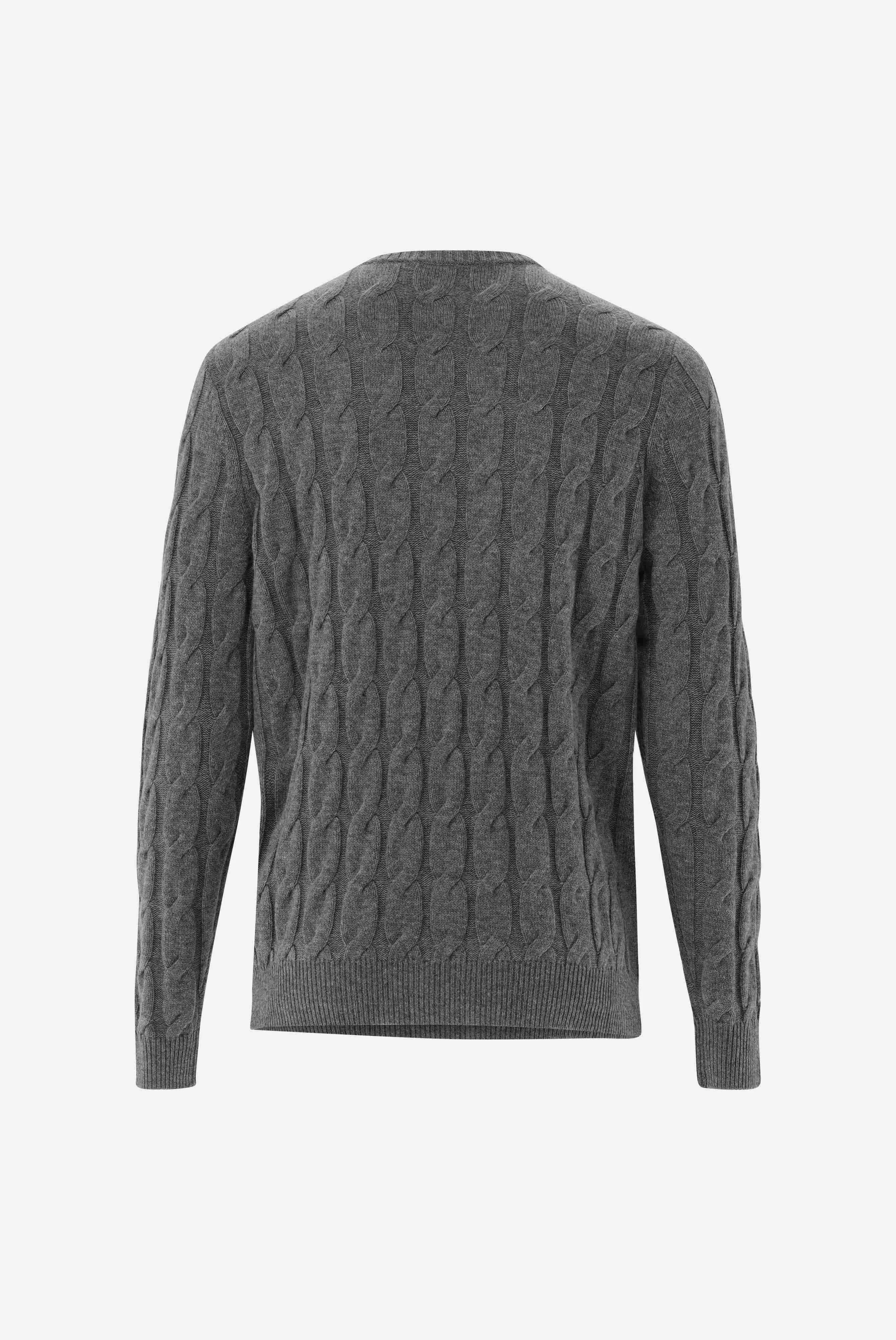 Rundhals Pullover mit Zopfmuster und Kaschmir günstig online kaufen