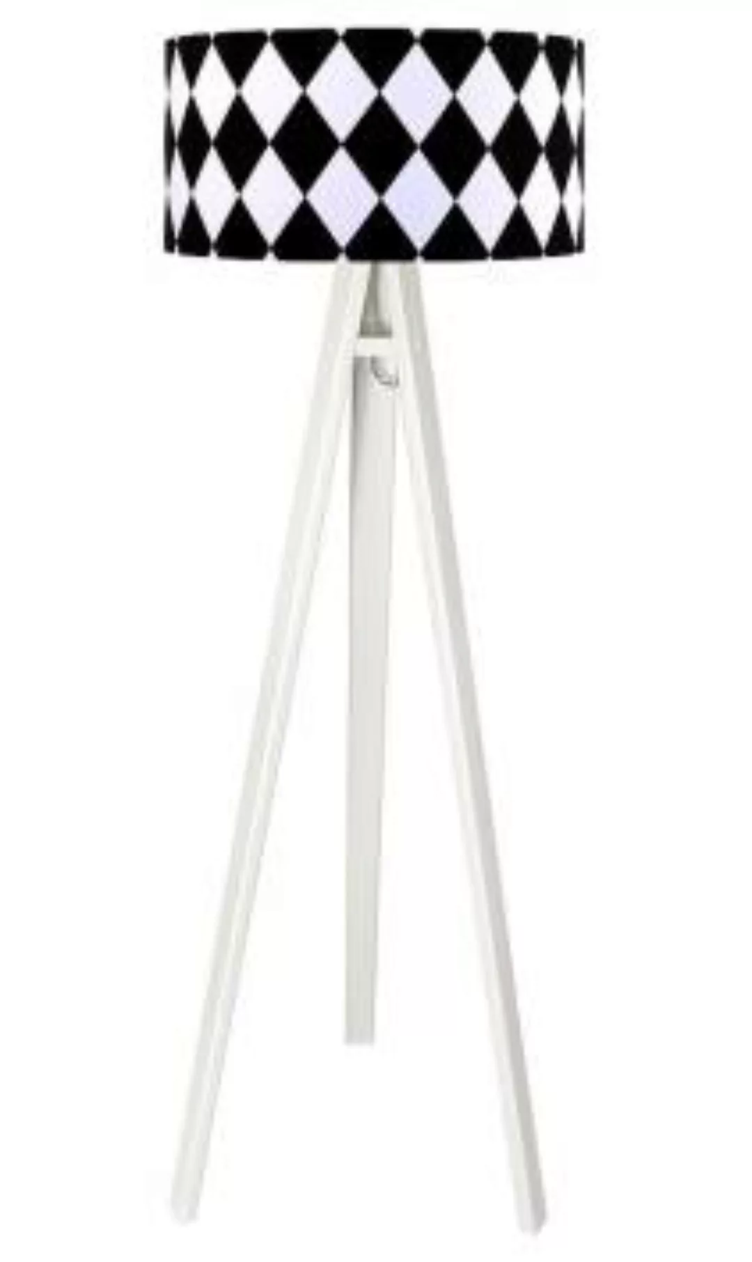 Dreibein Stehlampe Weiß Schwarz Retro rund 140cm günstig online kaufen